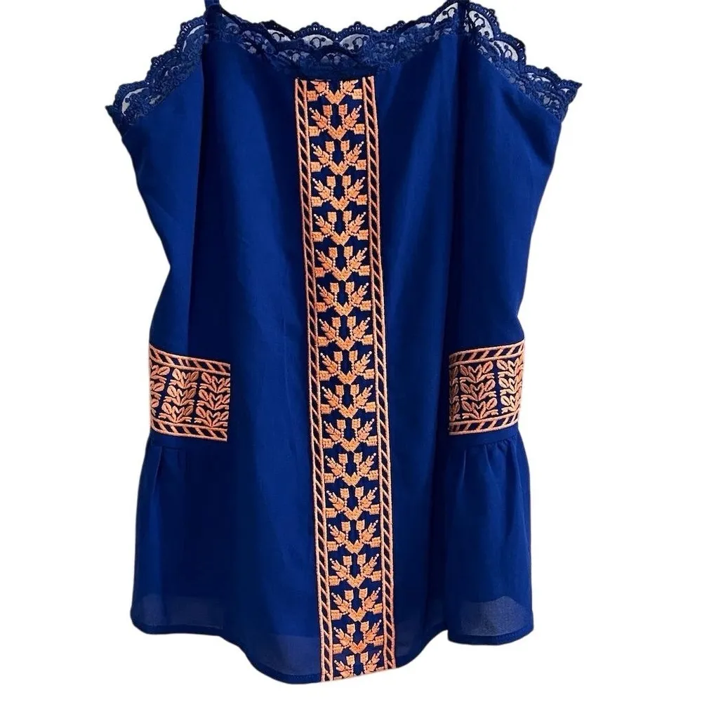 Skies Are Blue Women's Embroidered Lace Trim Tank Top Size S Casual - Image 2