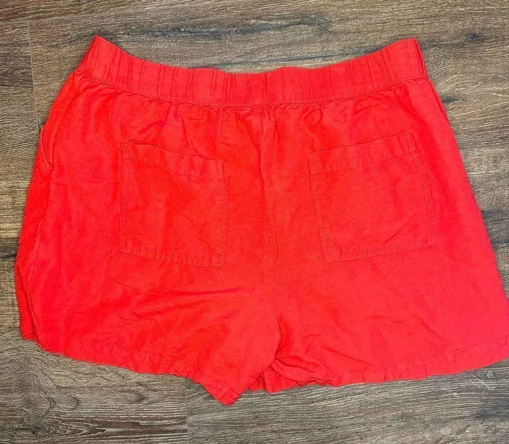 A New Day Red Mid-Rise Linen Pull-On Shorts - Image 8