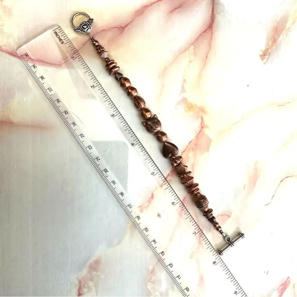 Copper tone cat heart star beaded bracelet - Image 6