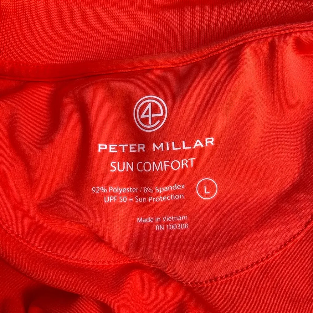 Peter Millar Sun Comfort Orange Sleeveless Polo L UPF 50+ Golf Tennis Active Top - Image 9