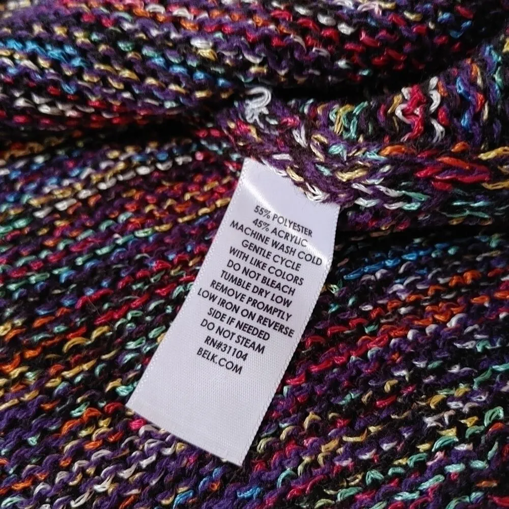 Kim Rodgers Petite Petite Small PS Multicolor Rainbow Black Sweater Knit Top - Image 5