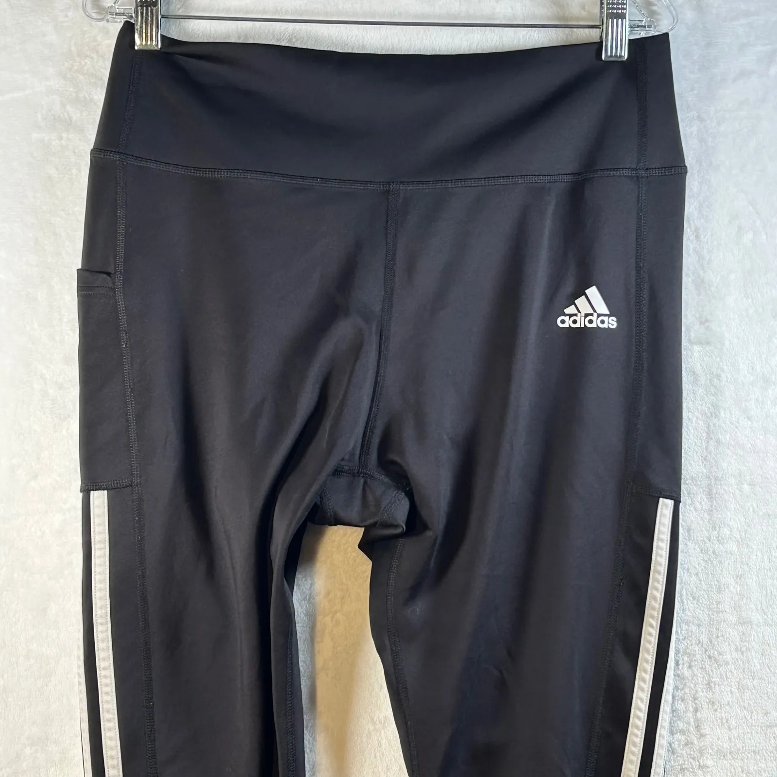 Adidas Primegreen AEROREADY Black Athletic Leggings XL Side Pocket 3 Stripes - Image 2