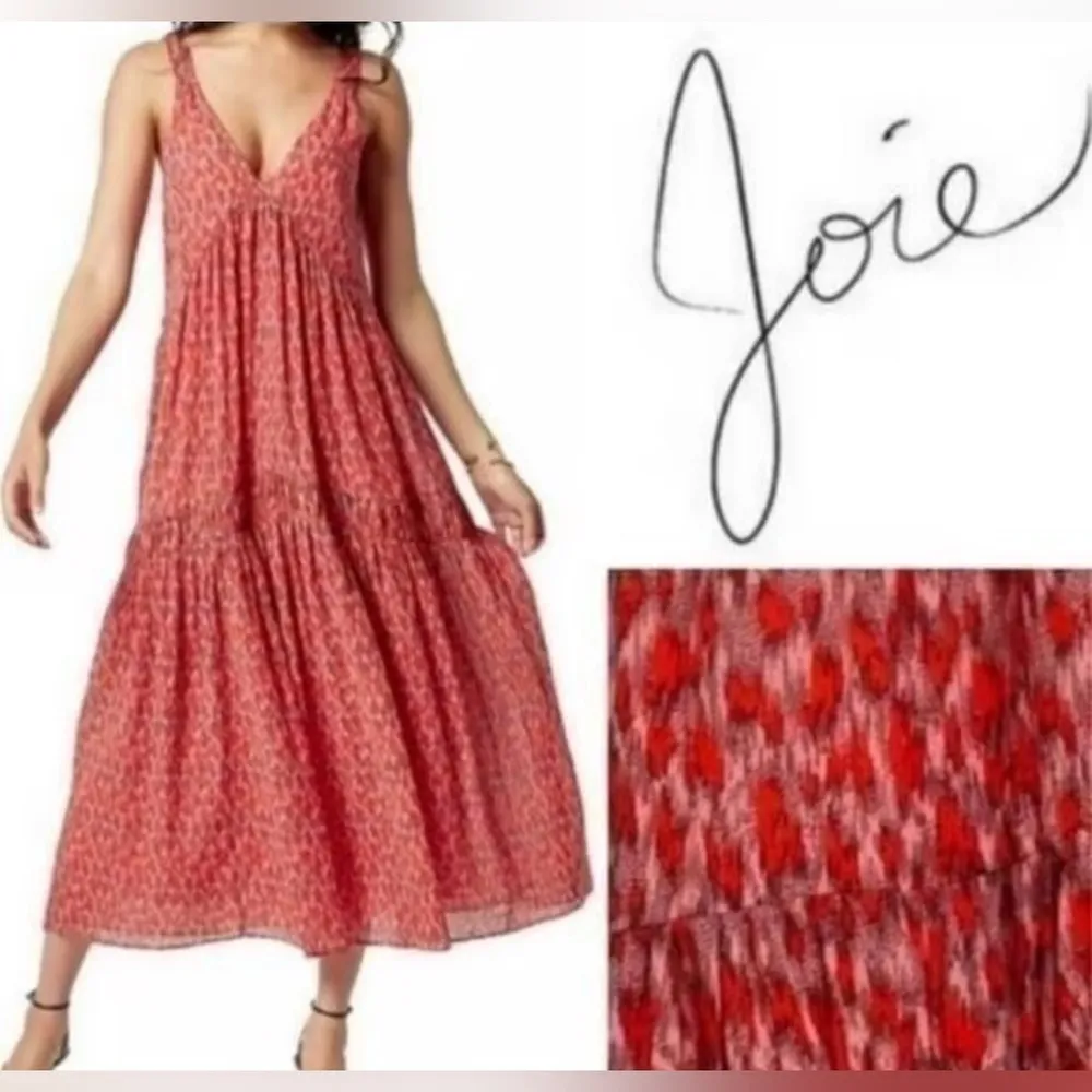 Joie Maxi Dress, Sleeveless Tiered Flowing Summer Dress, Tea Rose, size med - Image 2