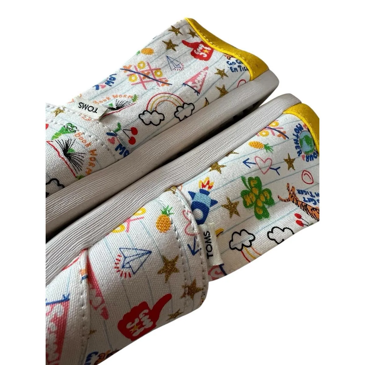 Toms White Alpargatas Notebook Doodles Flat Slip On Ortholite Women’s Size 7.5 - Image 10