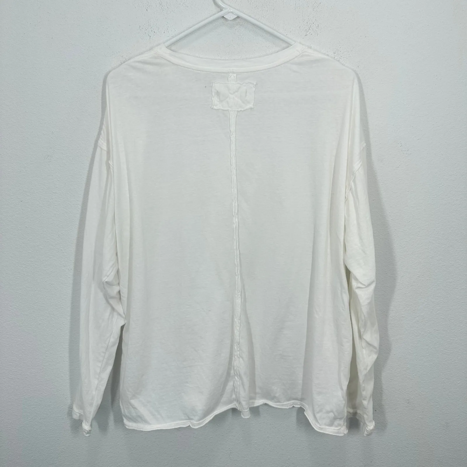 WE THE FREE White Cotton Long Sleeve Crew Neck Casual T Shirt Women M Loungewear - Image 3