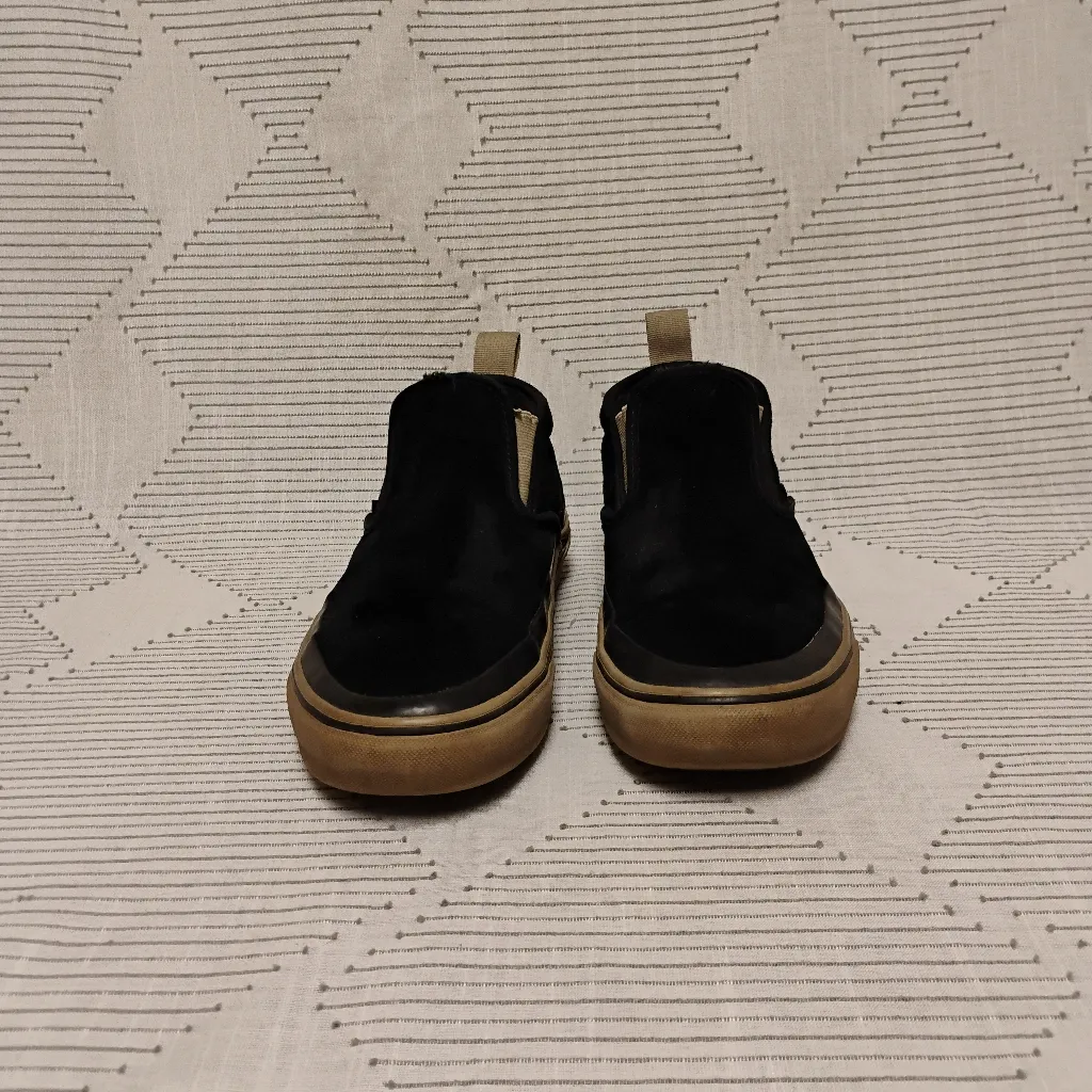 Vans Black and Tan Slip-On Shoes - Image 2