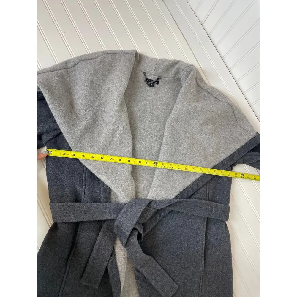 H BY HALSTON Dark Grey Shawl Wool Blend Coat Outdoors Wool Gorpcore Size 12 - Image 4