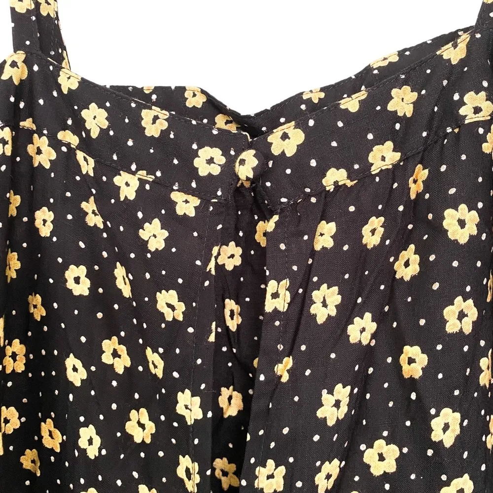 Asos Design Black Yellow Floral Sleeveless Playsuit Pocket Jumpsuit Size 4 - Image 8