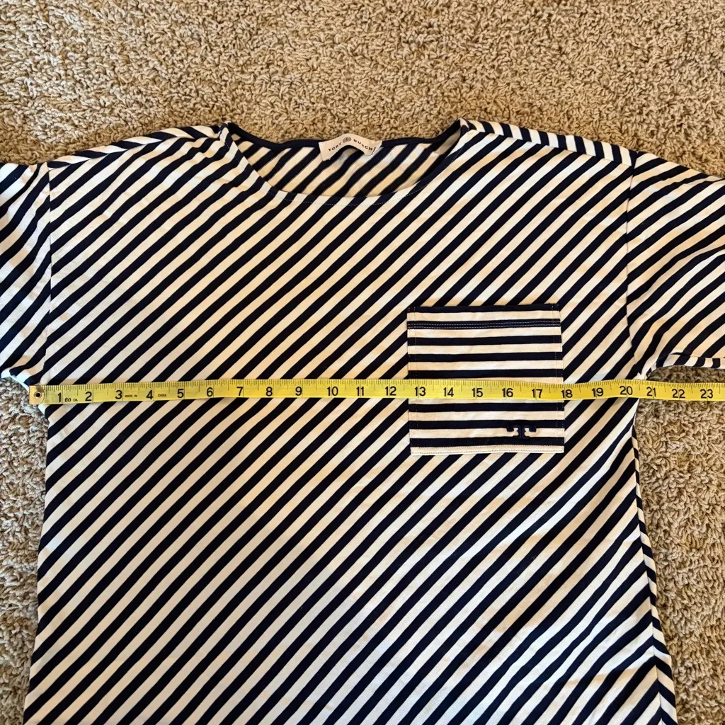 Tory Burch Nautical Stripe Tee Shirt Dress Size Large Boat Casual Cotton T11 - Image 9
