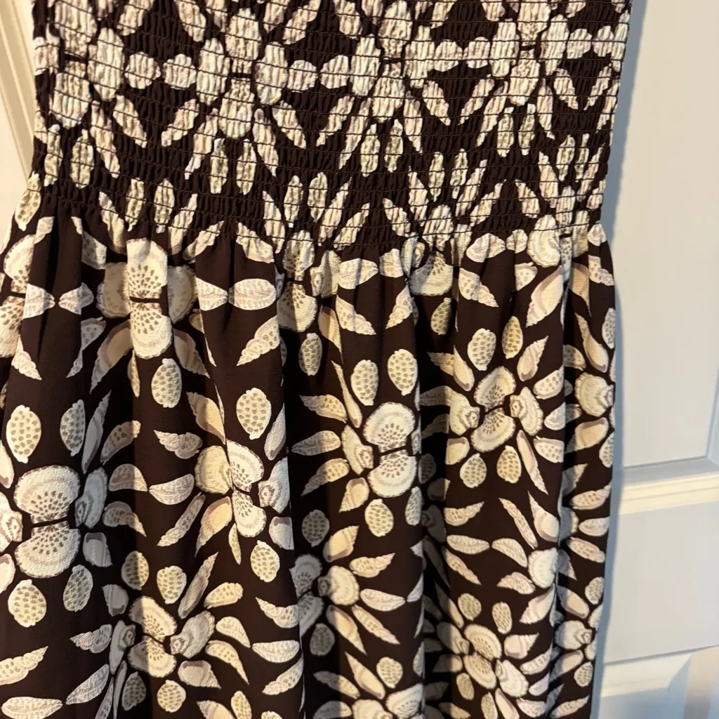 Hill House Home Thea Chocolate Brown Floral Shell One-Shoulder Dress | S - Image 4