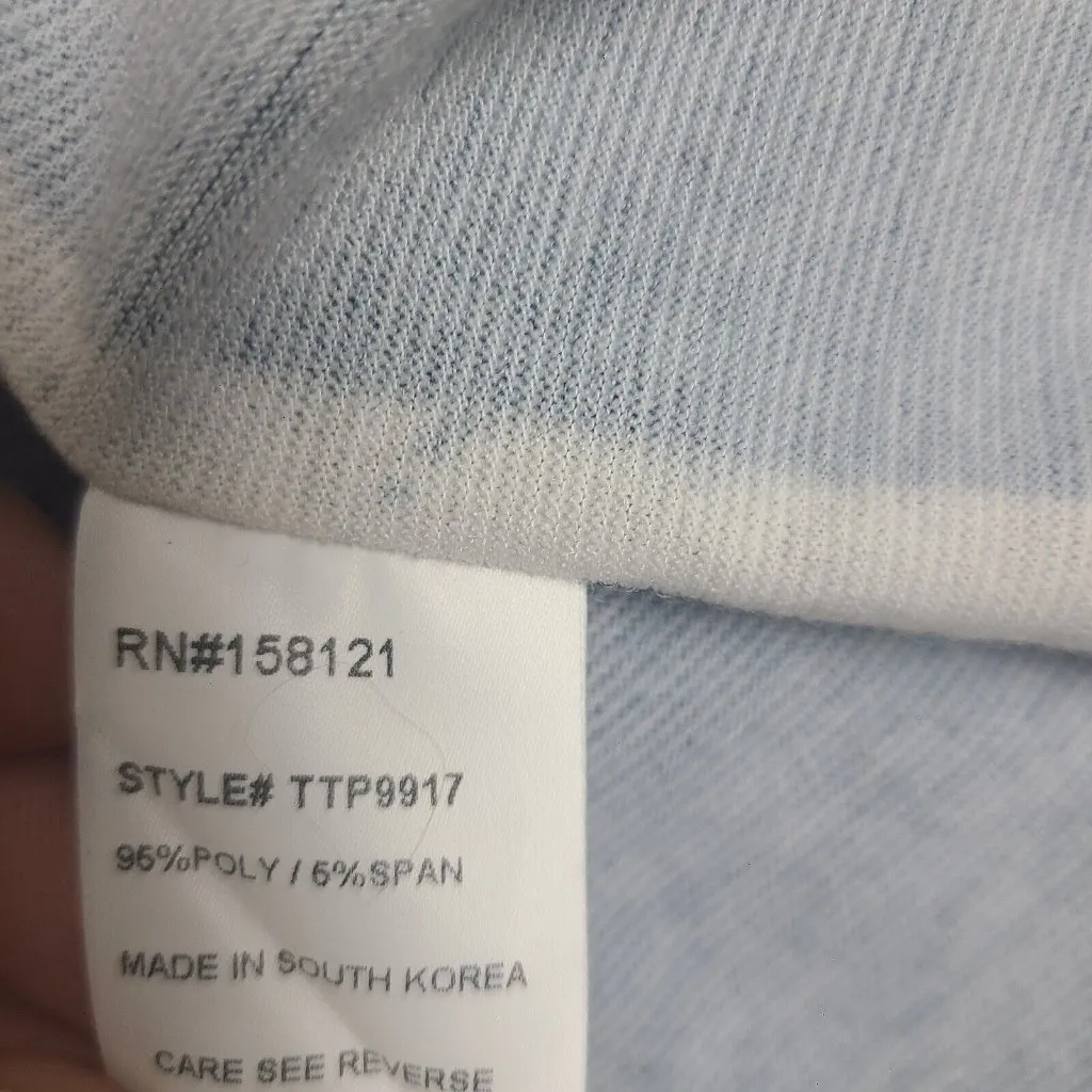 Trisha Tyler Abstract Blue‎ White Art to Wear Casual Boho Blouse Petite Medium Purple Size undefined - Image 3