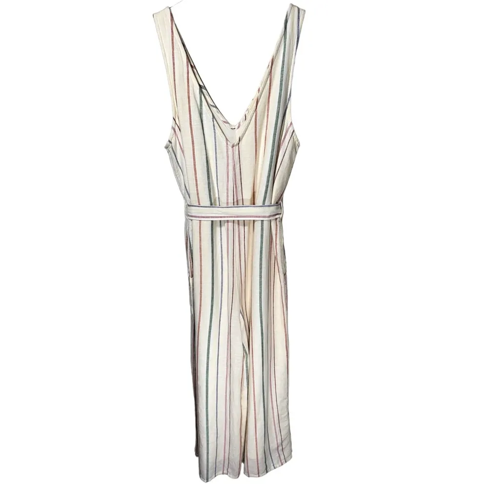 American Eagle Outfitters Cotton/Linen Blend Striped Jumpsuit in Beige/Multi - Image 11