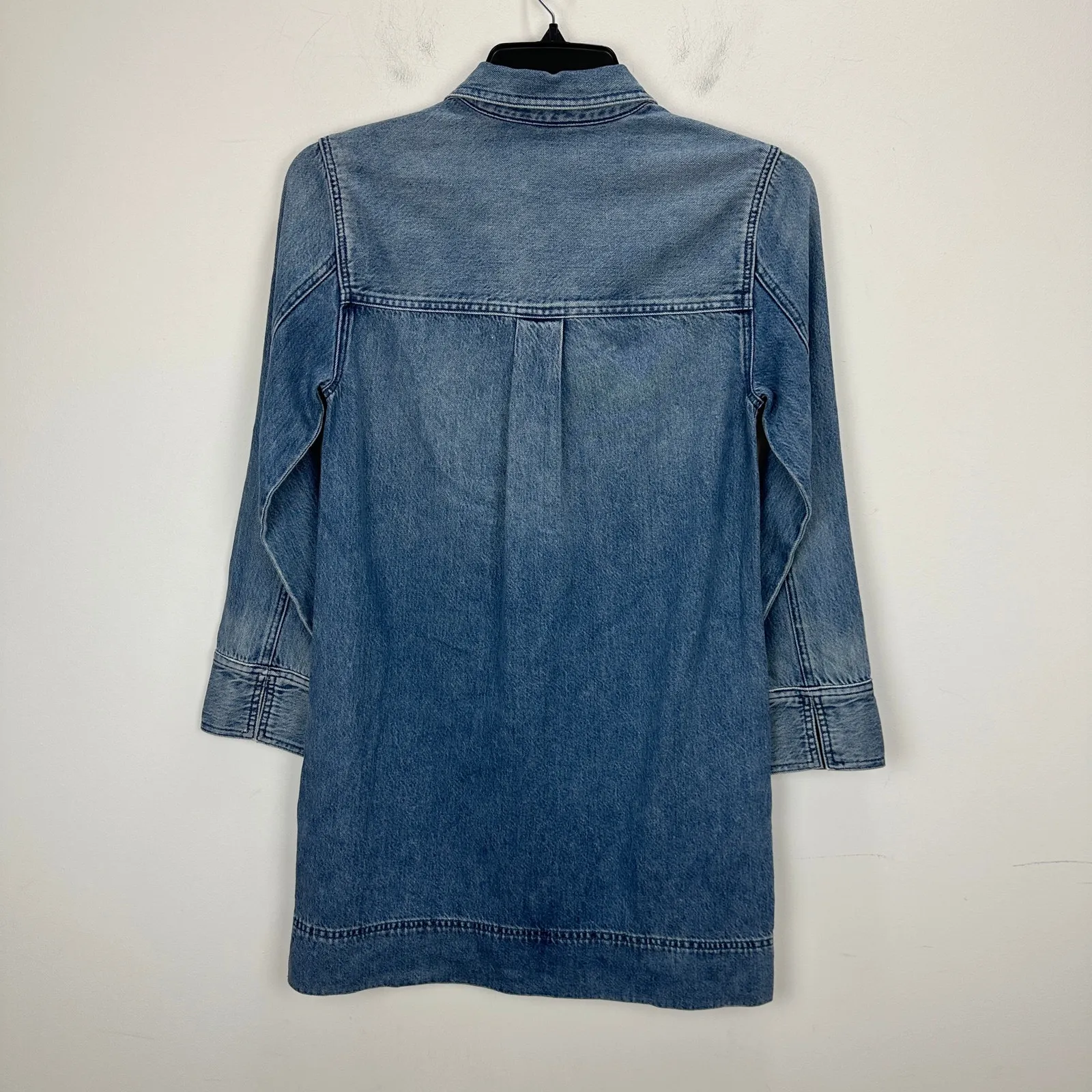 Madewell Popover Mini Dress Airy Denim Long Sleeve Blue Croswell Wash XXS NWT - Image 15
