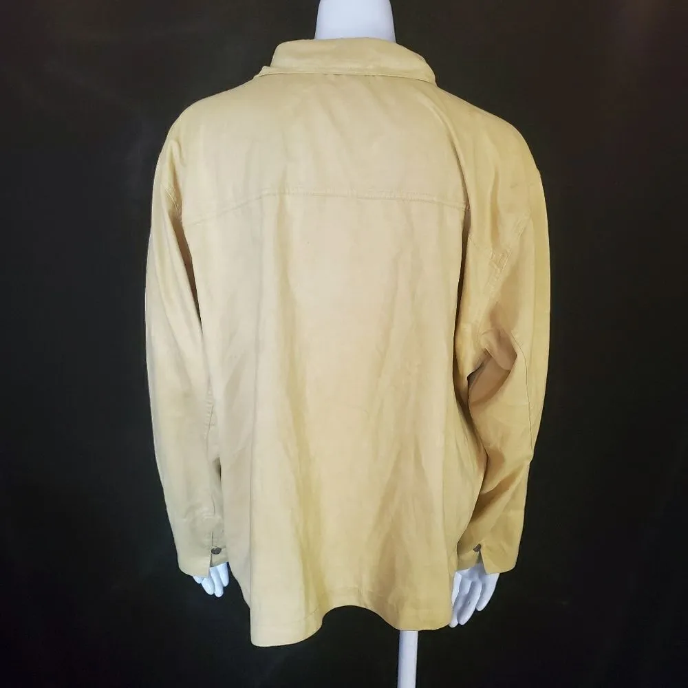 Chico's Yellow Faux Suede Button Down Shirt (3) - Image 4