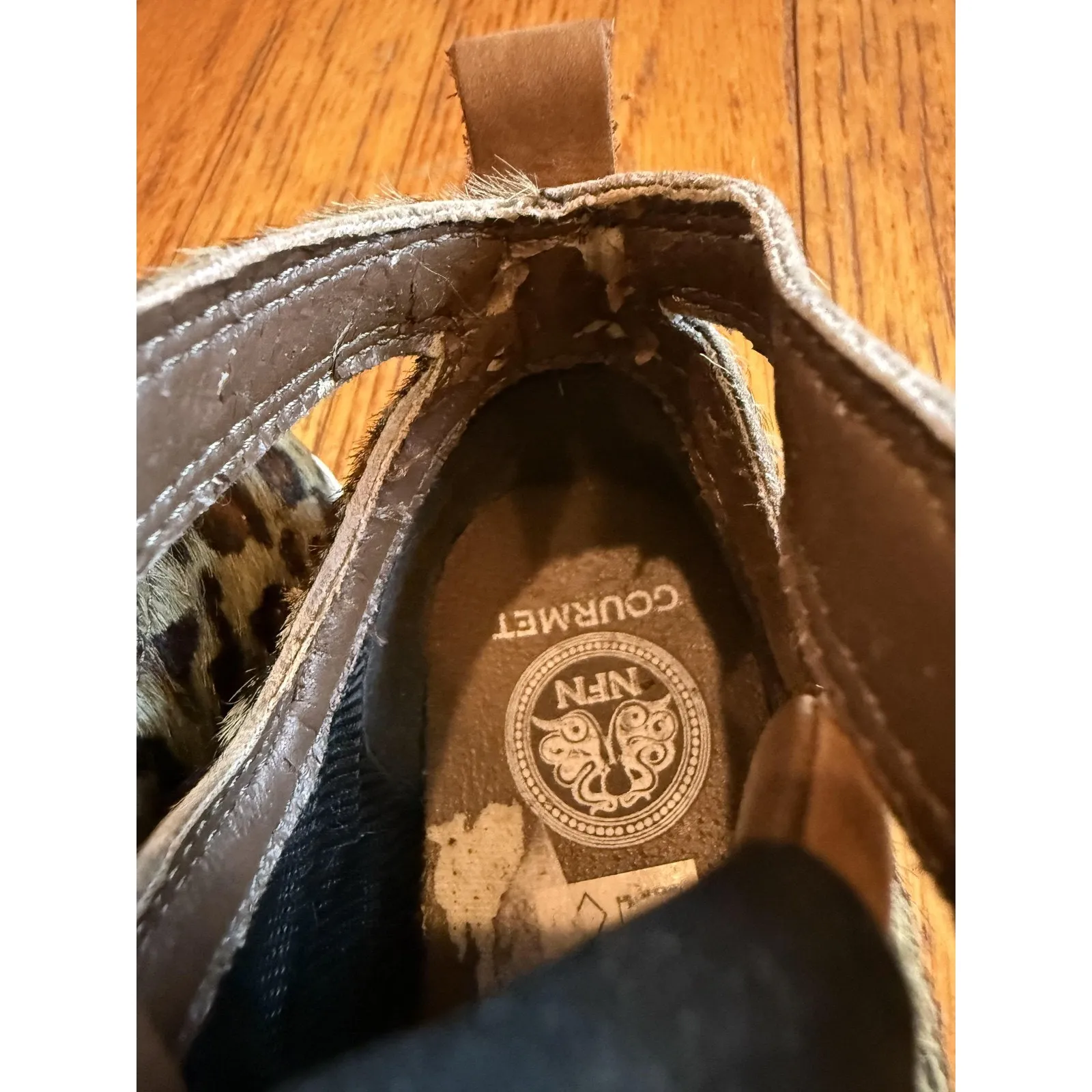 Gourmet NFN Shoes Womens Size 8.5 Leopard Print High Top Brown Leather Fur 2013 - Image 5