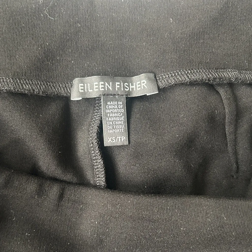 Eileen Fisher Women’s Pants with Leather Trim Black Work Office Business Casual - Image 3