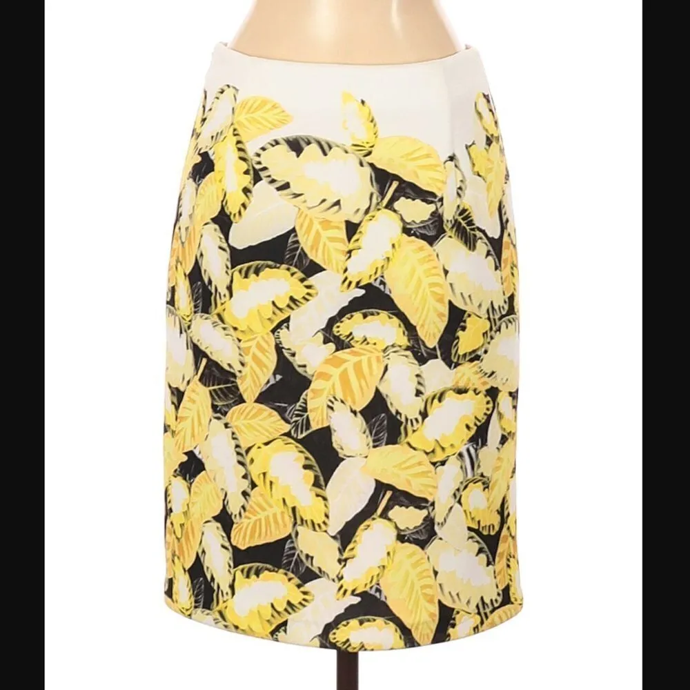 Opening Ceremony Skirt S Pencil Daisy Leaf Print Neoprene Scuba Fabric Luxury - Image 6