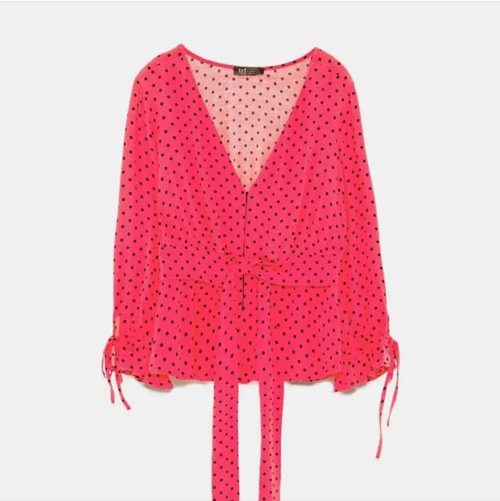 Zara TRF Pink Black Polka Dot Corset Front Top Small - Image 2
