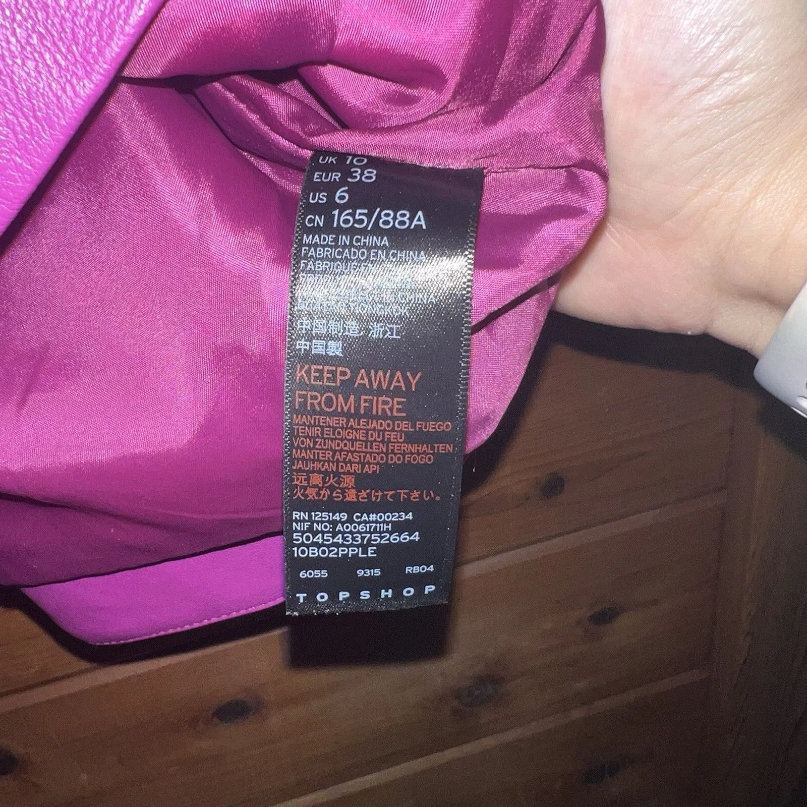 Topshop Purple Plum Magenta Faux Leather Strapless Mini Dress Size 6 - Image 4