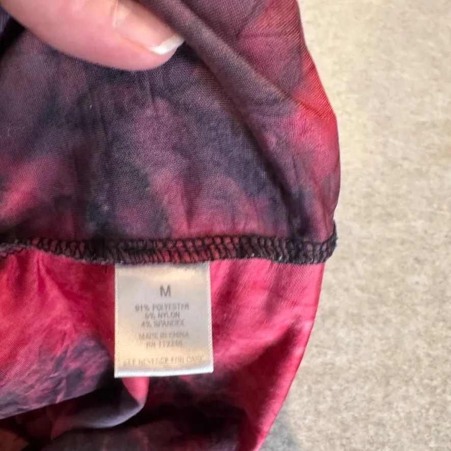 Vintage Y2K Dressbarn Top Womens M Pink Black Square Neck Velvet Embossed Floral - Image 9