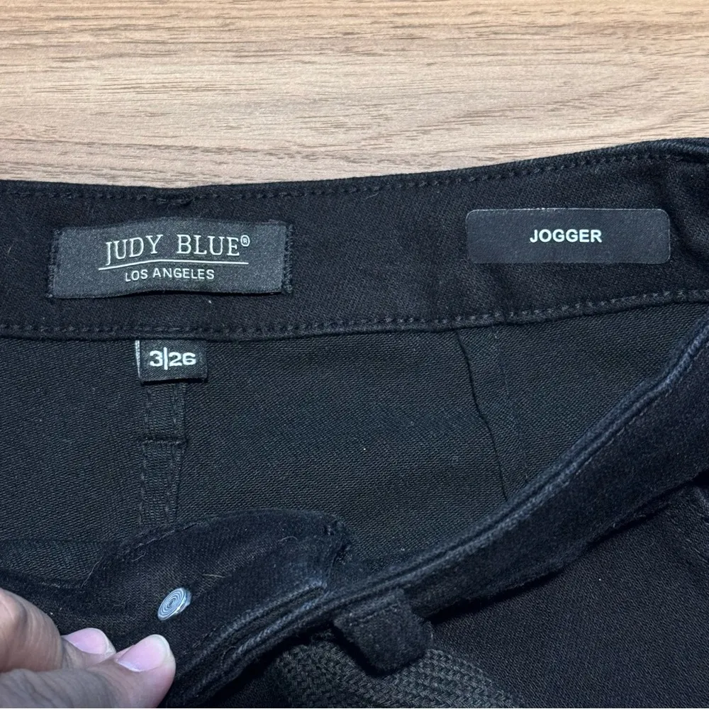 Judy Blue Women's Black High Waisted Double Roll Cuff Jogger Jeans 3/26 Comfy - Image 3