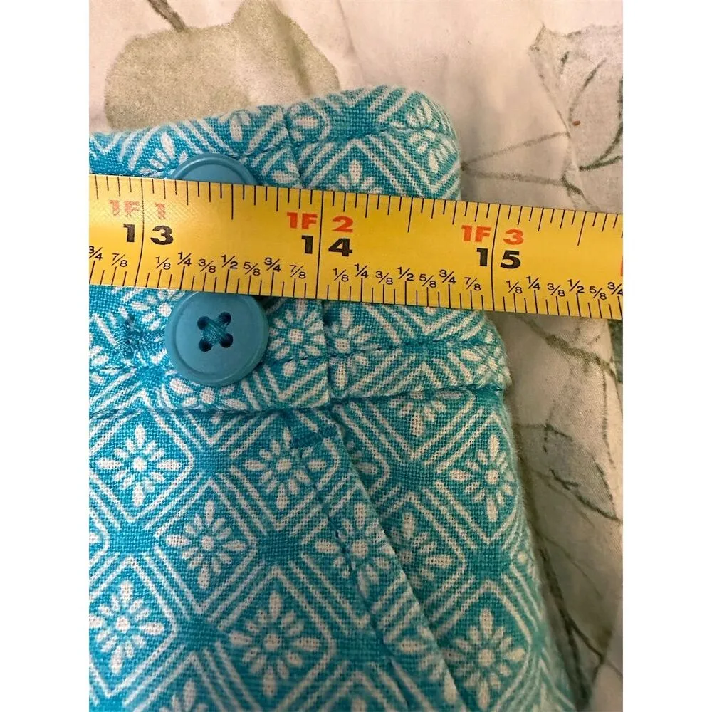 Talbots Petites Women's 6P Teal Geometric Print High Rise Shorts Blue - Image 4