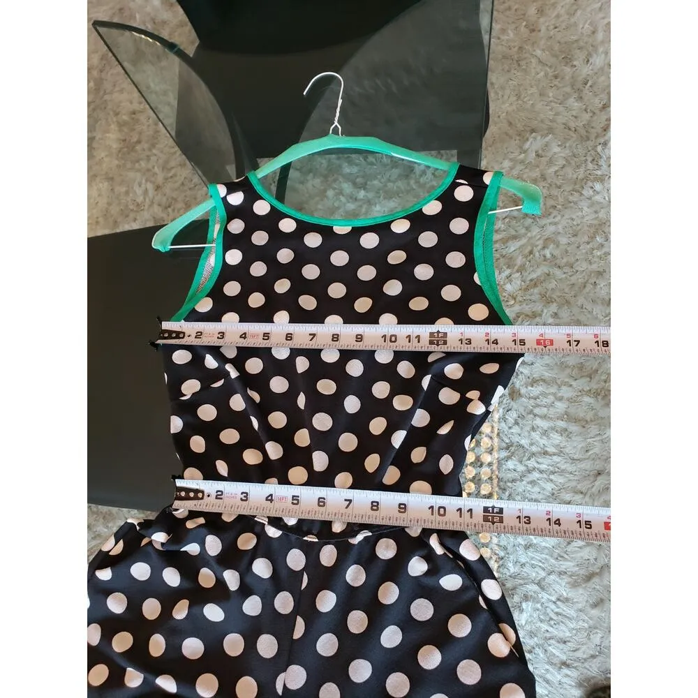 Free Option Jumpsuit Womens Small Black Polka Dot Wide Leg Loose Fit Back Zip - Image 7