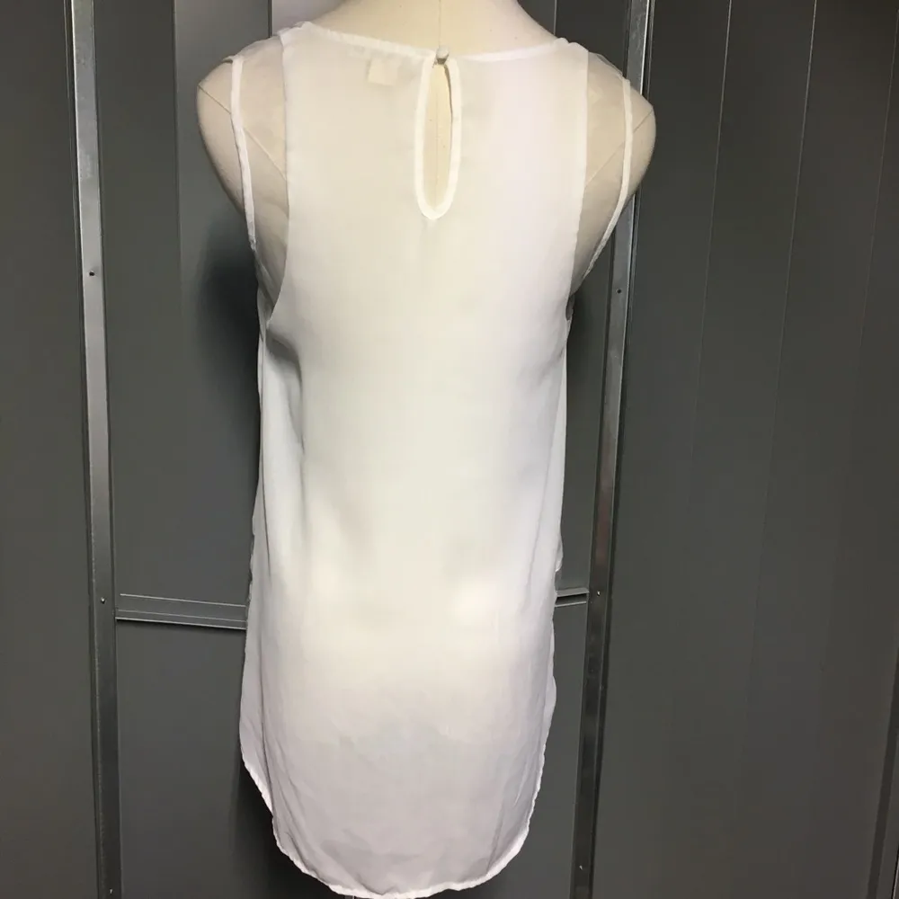 DOUBLE ZERO High Low White Tank Top, Small - Image 4