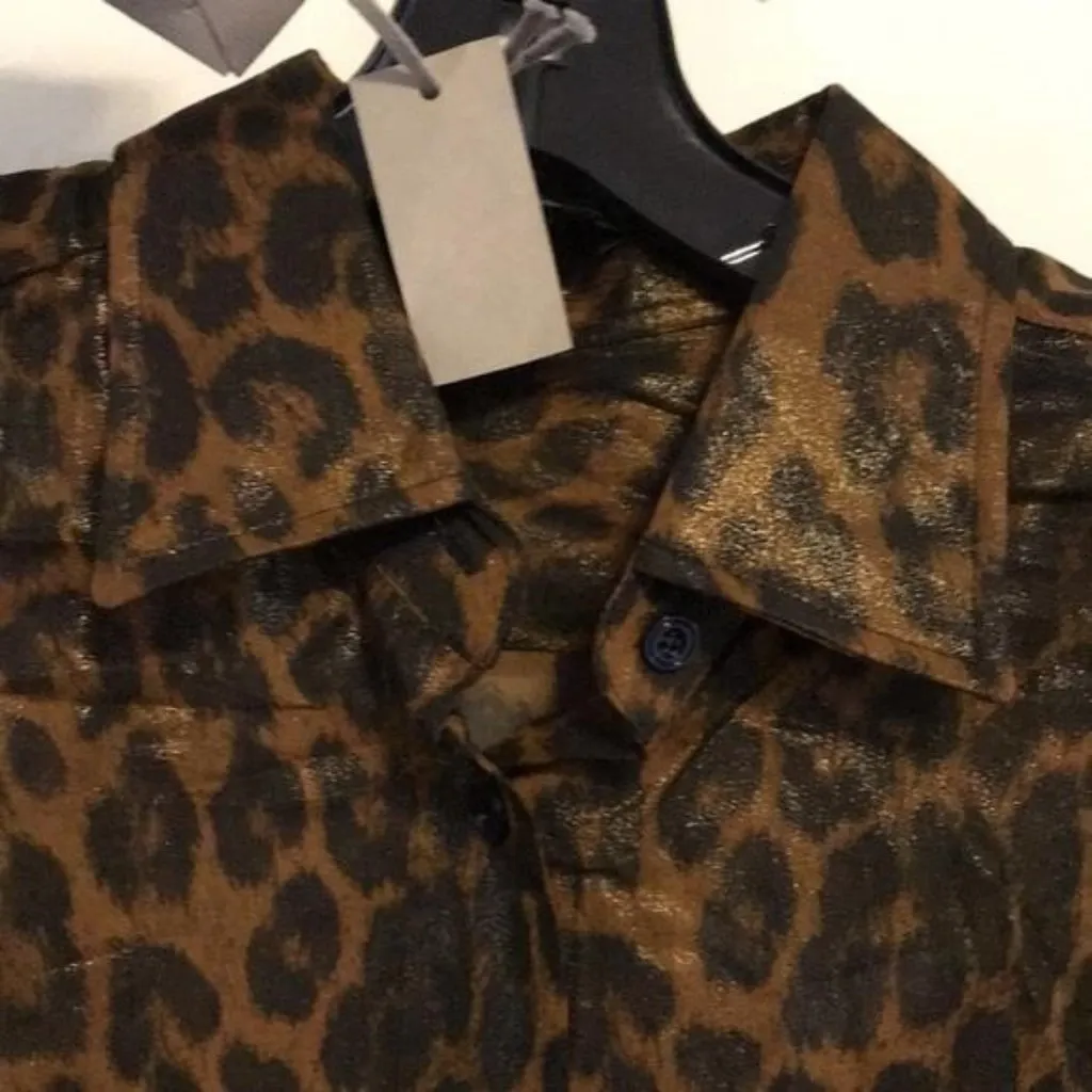 New Authentic TOM FORD Leopard-Print Silk Shirt Size 40 - Image 3