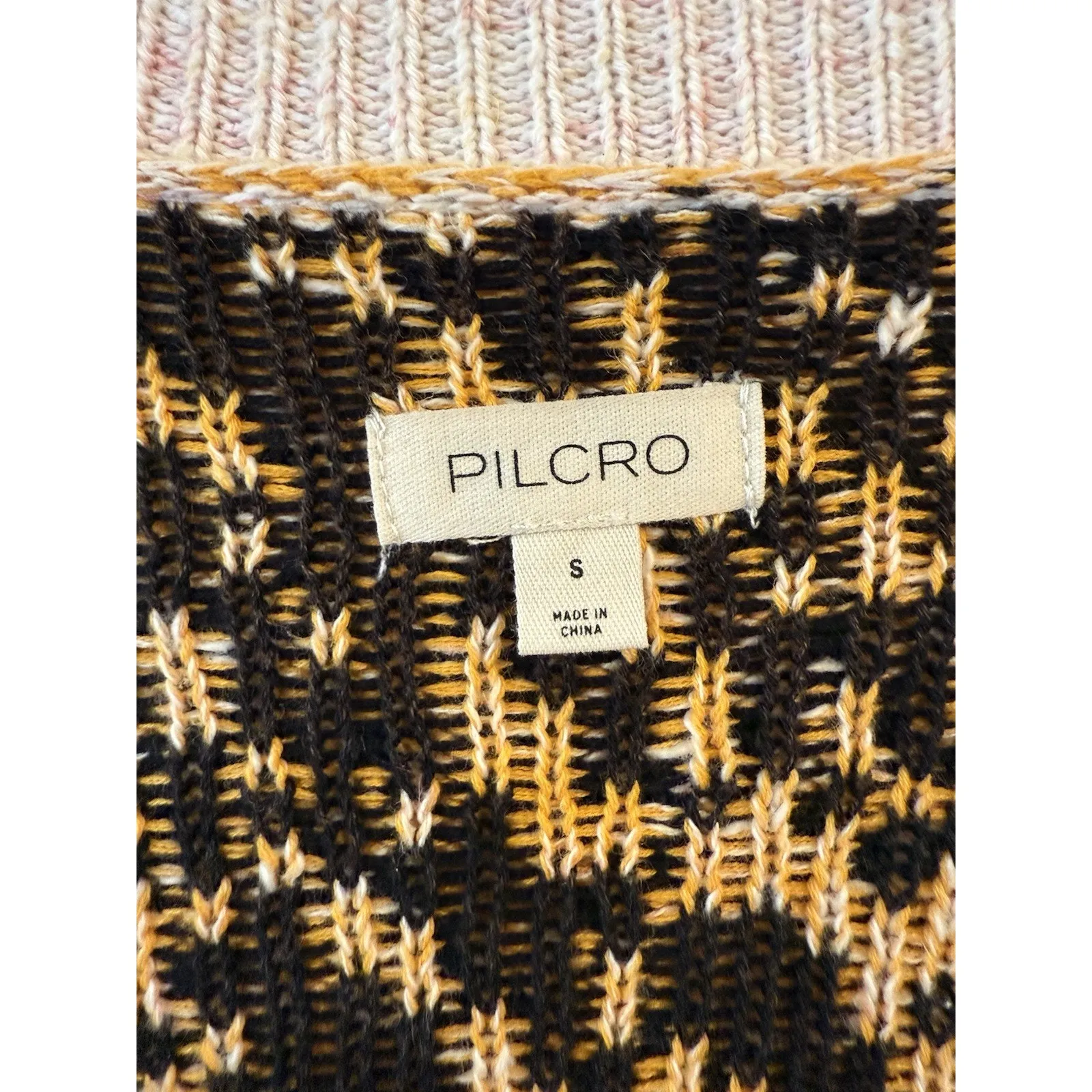 Anthropologie Pilcro Small Mash-Up Tiger Cardigan Sweater Orange Motif Bohemian - Image 6