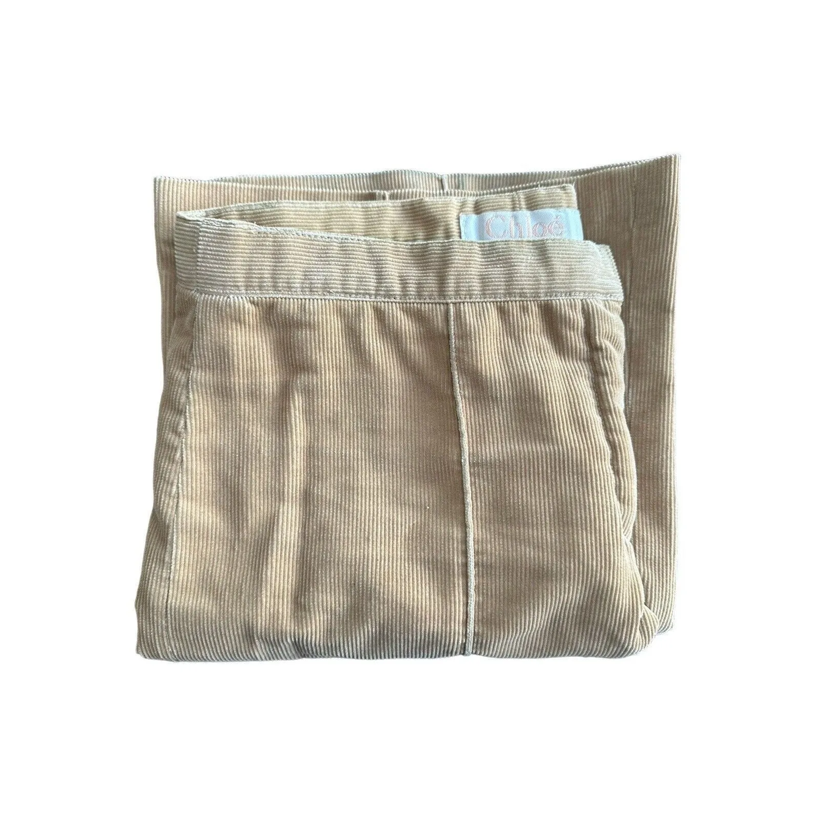 CHLOE Corduroy Khaki Tan Front Seam Wide Leg Size 6 Approx Flare Pocket #L2-20 - Image 8