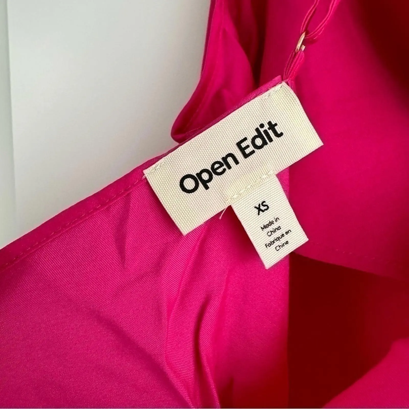 Open Edit Cowl Back Side Slit Satin Maxi Dress Hot Pink Yarrow NWT XS - Image 9