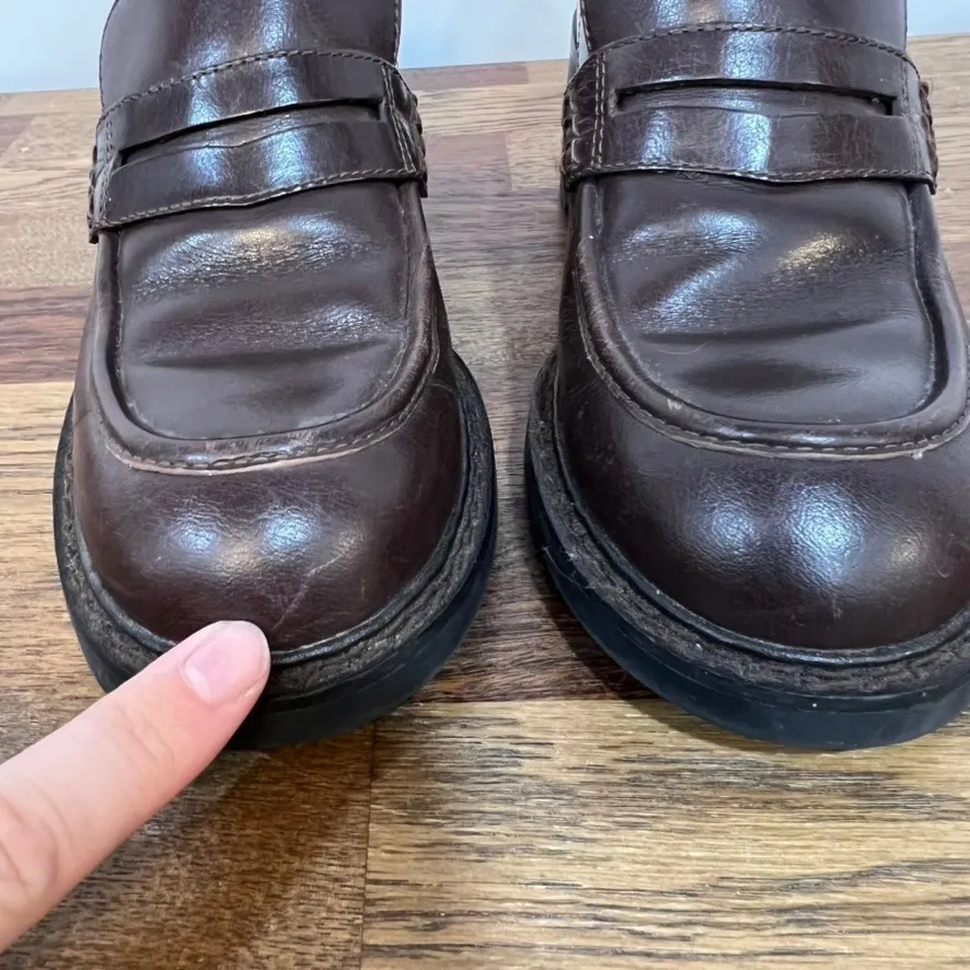 Tommy Hilfiger Loafers 7.5 Brown Leather Lug Y2K Vintage Chunky Academic Bratz - Image 14