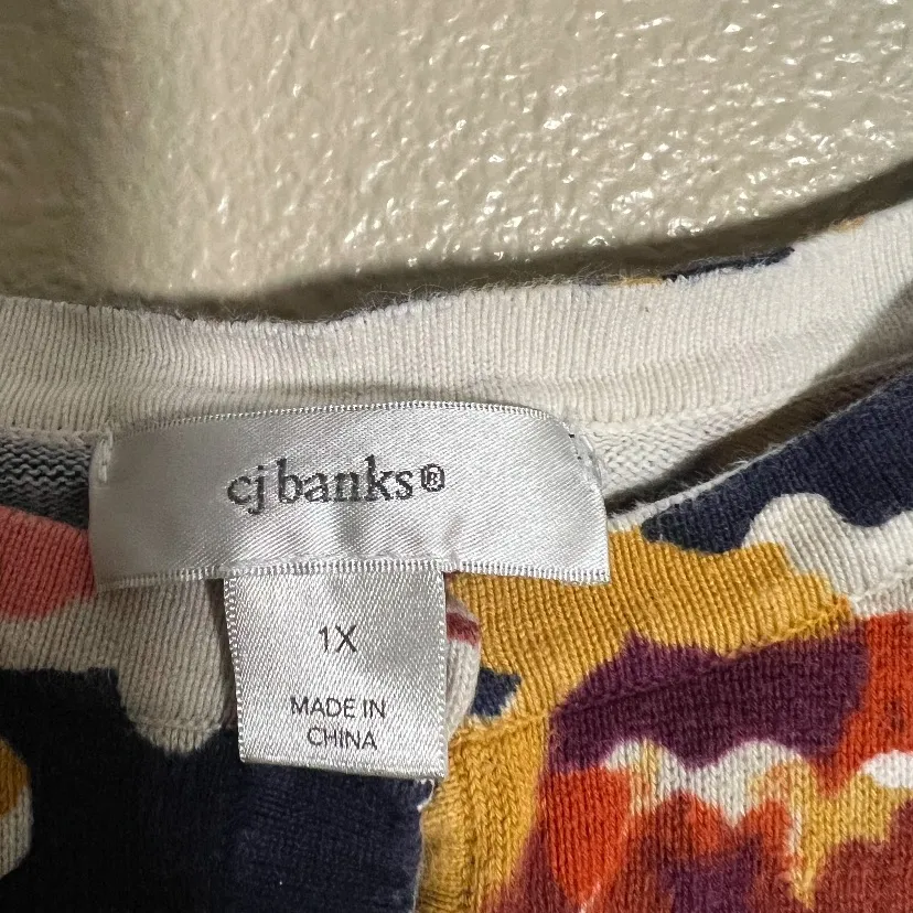 CJ Banks Patterned Fall Cozy Cardigan size 1X Blue - Image 2