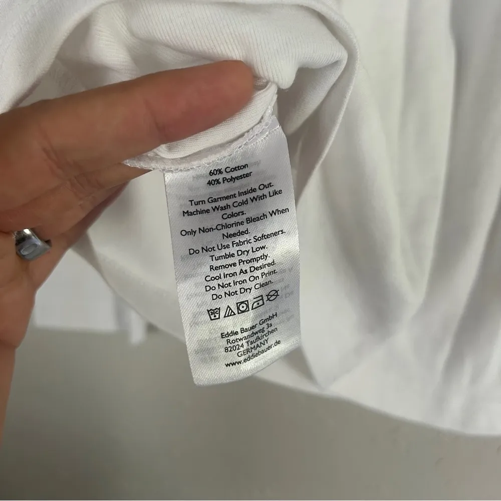 Eddie Bauer Classic White Long Sleeve Tee Neutral Casual Minimalist Basic XL - Image 3