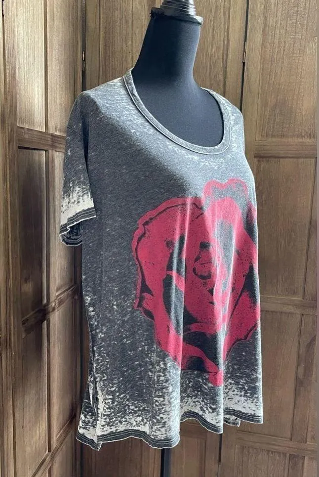 CHASOR distressed oversized rose tee. Gray - Image 3