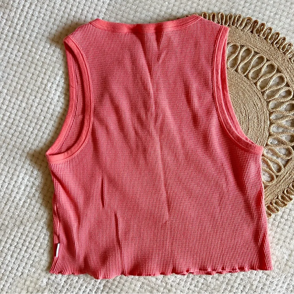 Calvin Klein Jeans Coral Henley Crop Tank Top - Image 5