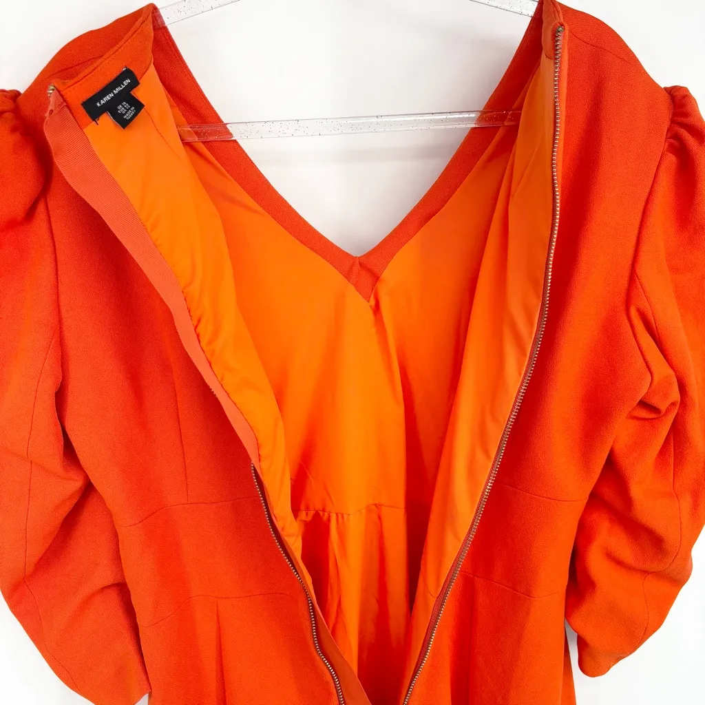 Karen Millen Structured Crepe Full Skirted Midi Dress
Size 12 Orange - Image 12