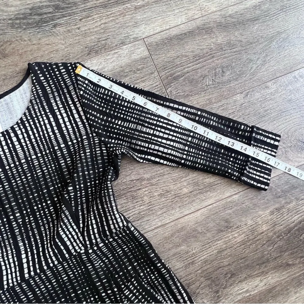 Evereve Allison Joy Black and White Printed Dress 3/4 Length Sleeves Size Small - Image 11