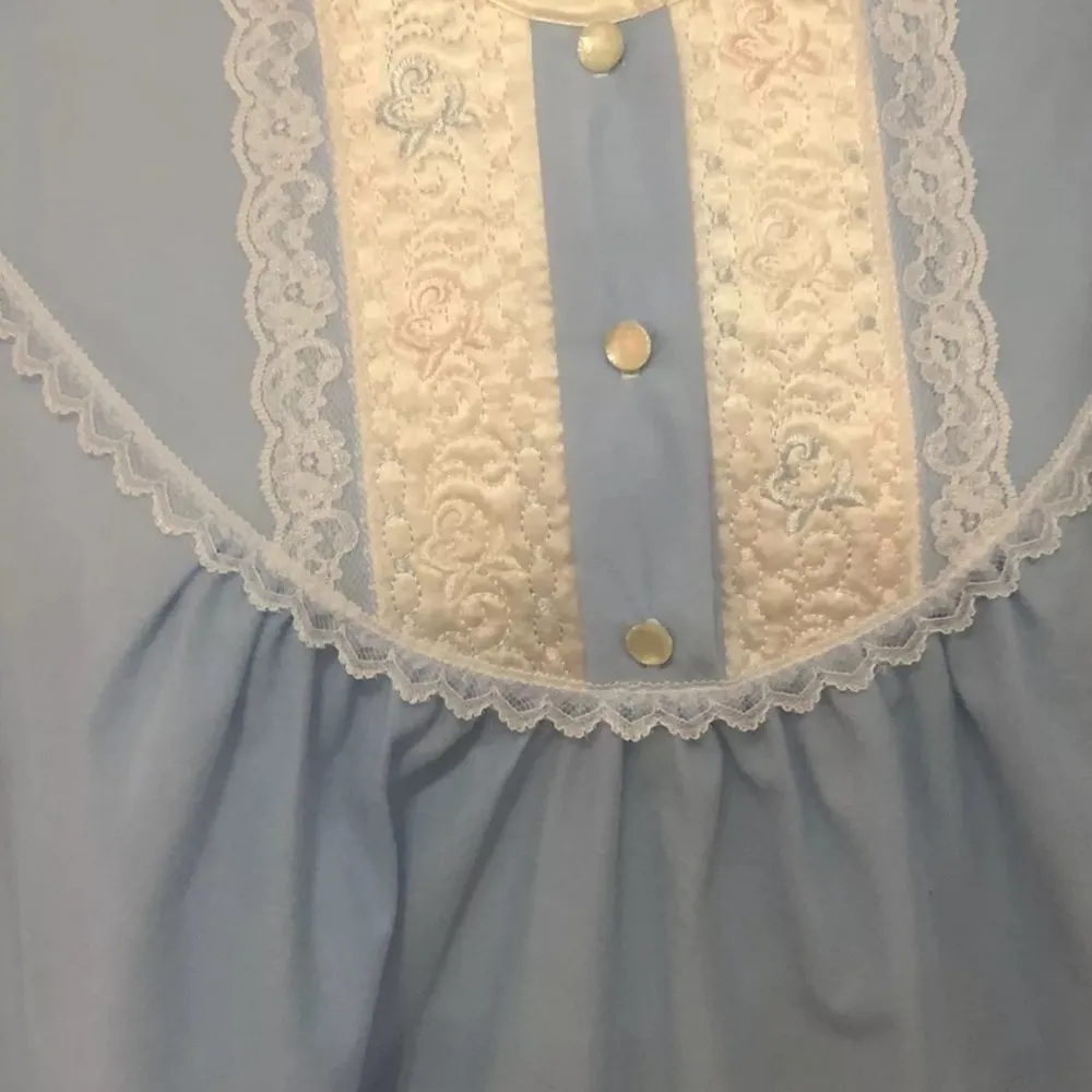 Fundamentals Housecoat Nightgown Vintage NWT Blue Lace Trim Size Large Sears - Image 2