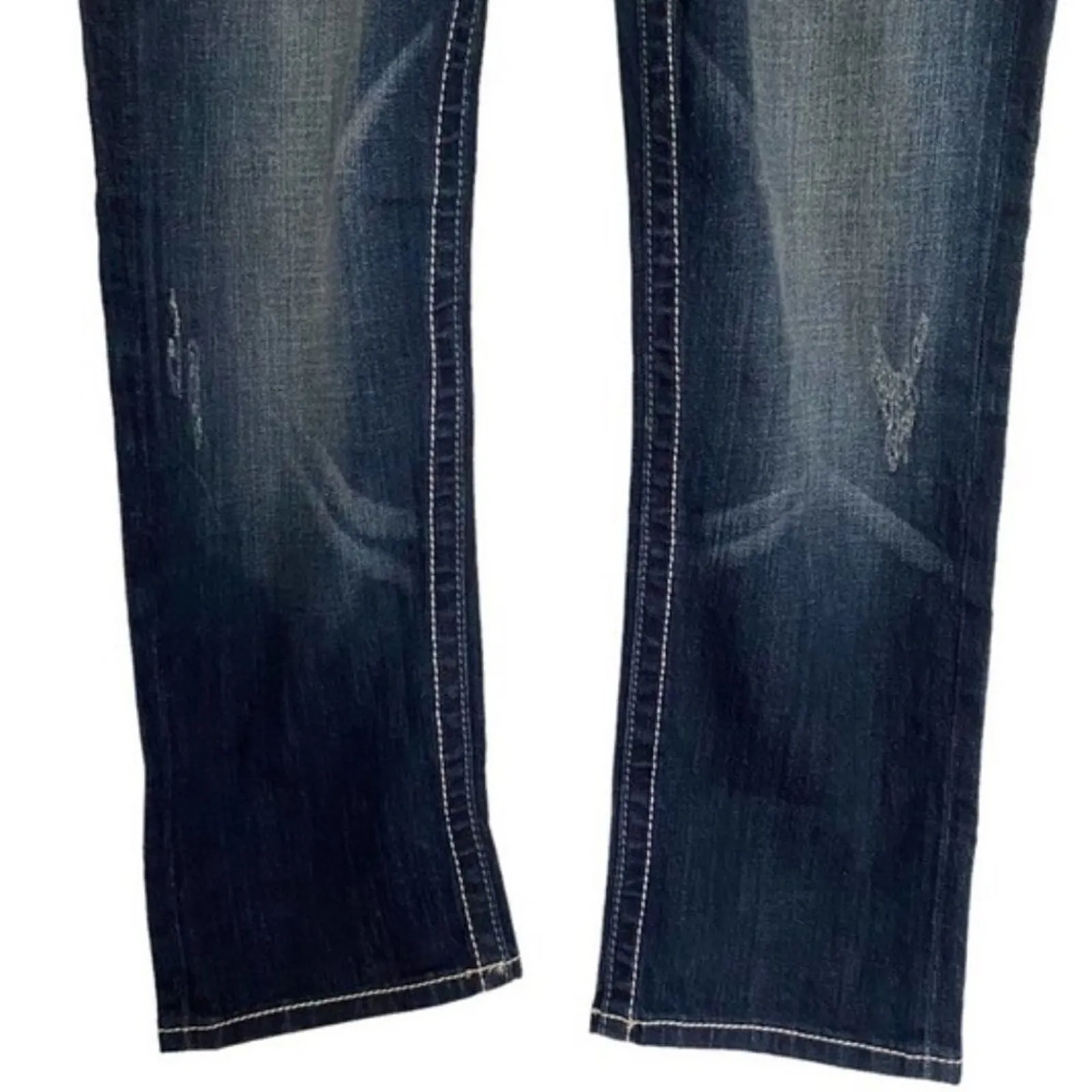 MISS ME Boyfriend Capri Jeans Blingy Dark Wash Thick Stitch Size 27 New with Tag - Image 3