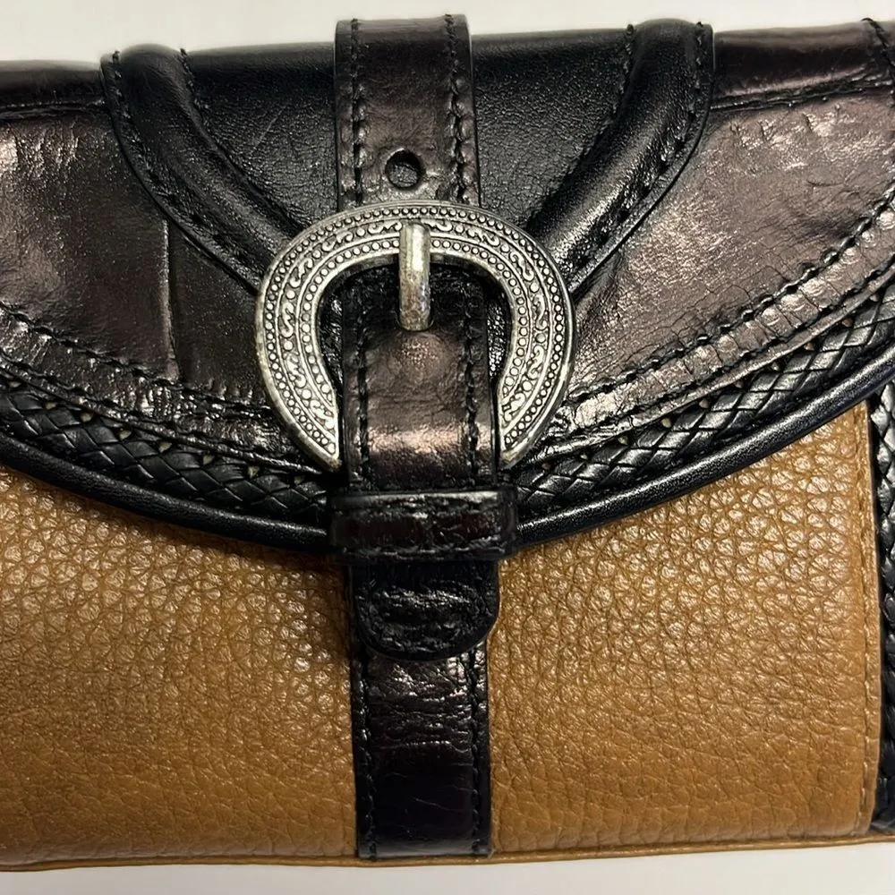 Brighton Tri-fold Brown Black Silver-Tone Magnetic Closure Various Compartments - Image 11