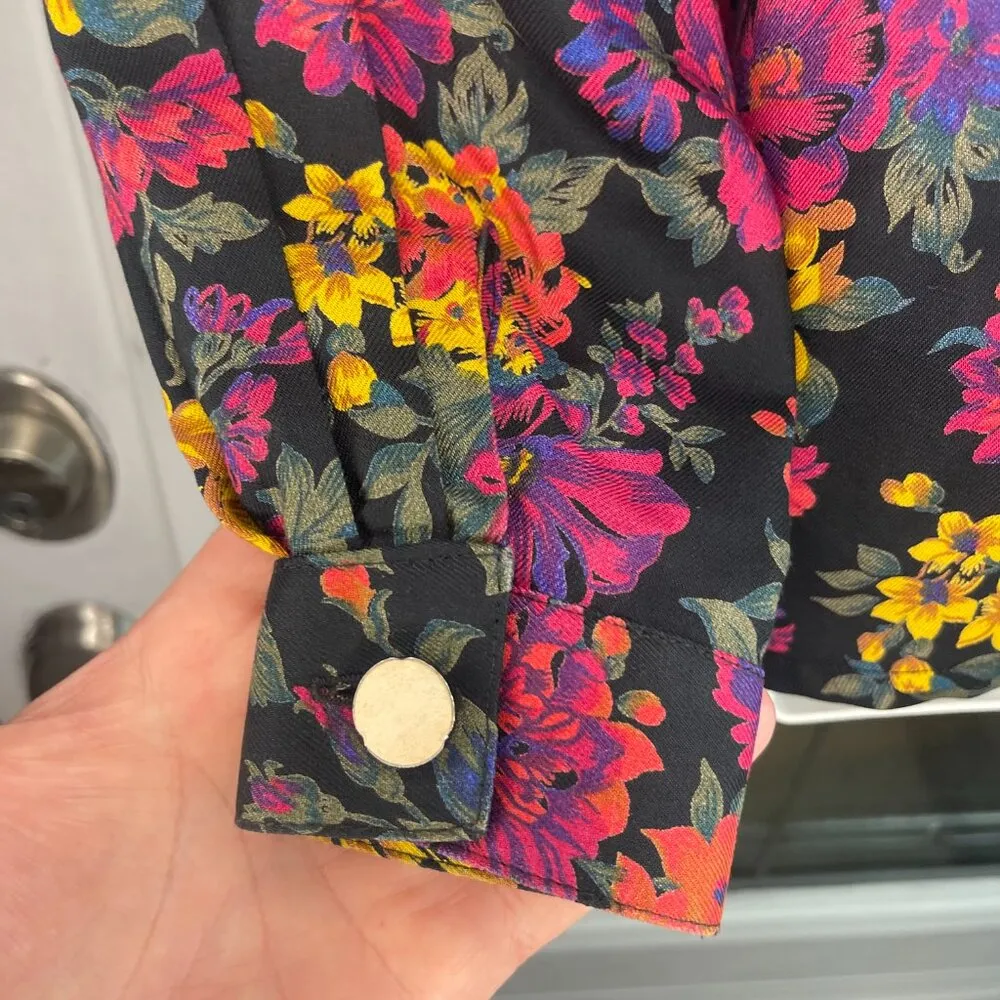 TALBOTS Women’s Blouse Size 14 Floral Print Buttoned Up Concealed Buttons - Image 7