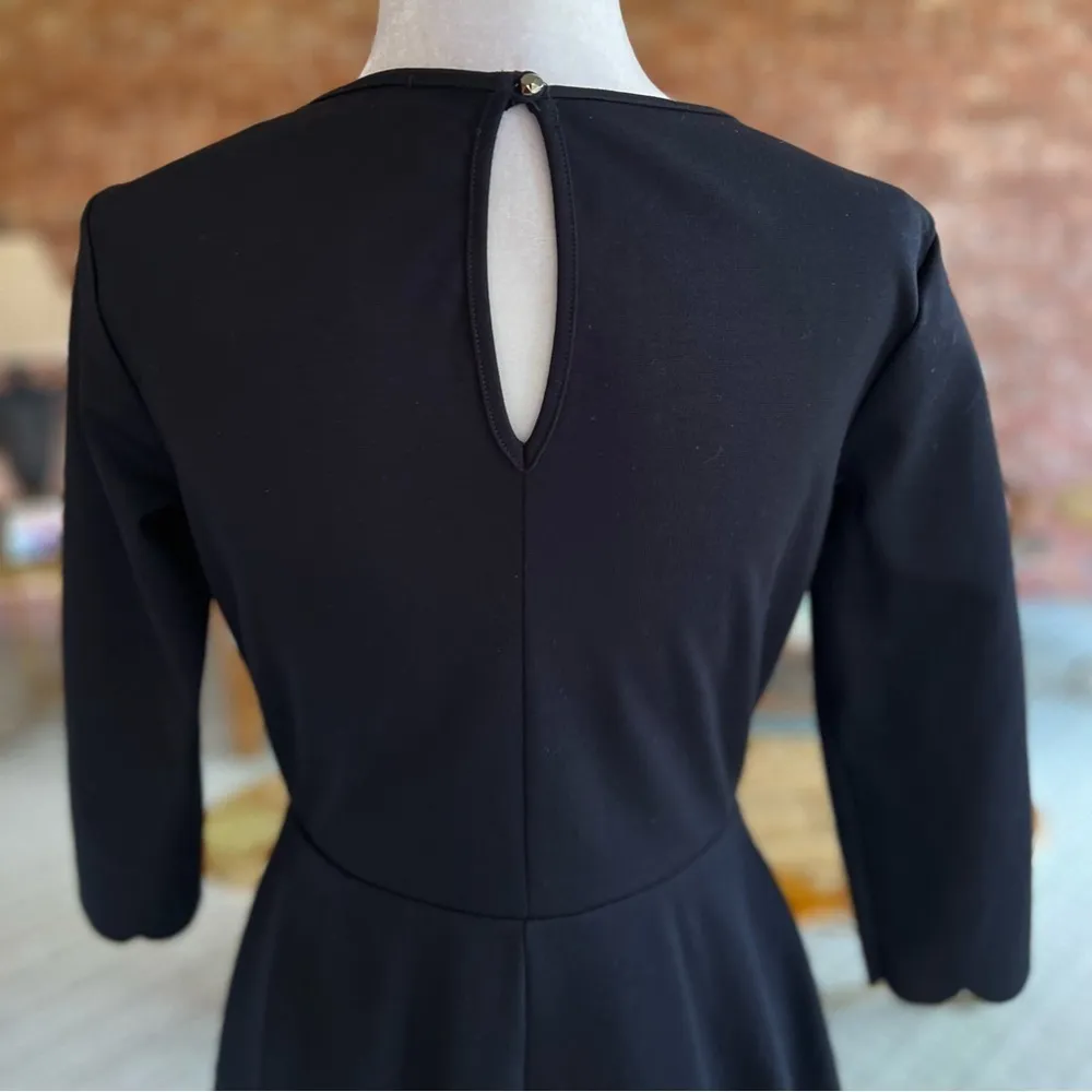 Lola Grace Dress Skater Knit Scalloped Skater Black Long Sleeve M Fit and Flare Size M - Image 10