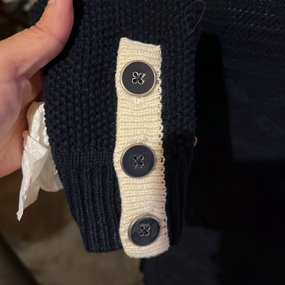 Talbots 100% Cotton Cable-Knit Sweater  Blue S small Nautical Heavy - Image 5