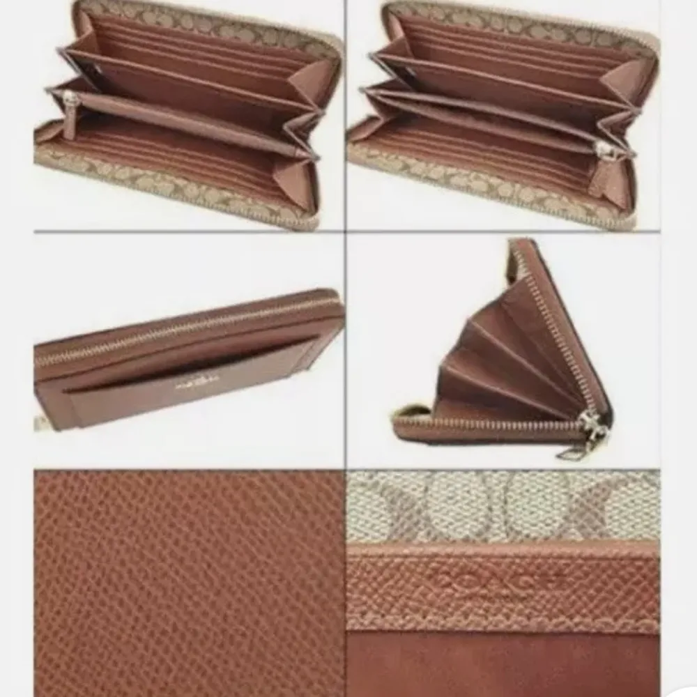 Coach Purse Accordian Wallet Zipper Brown - Image 4