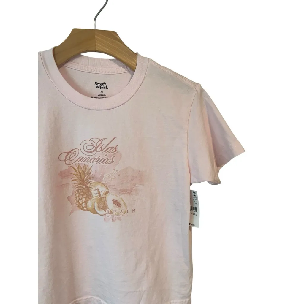 PAC SUN + Beverly and Beck T-Shirt Womens Size Medium Pink Short Sleeve Crop NWT - Image 2