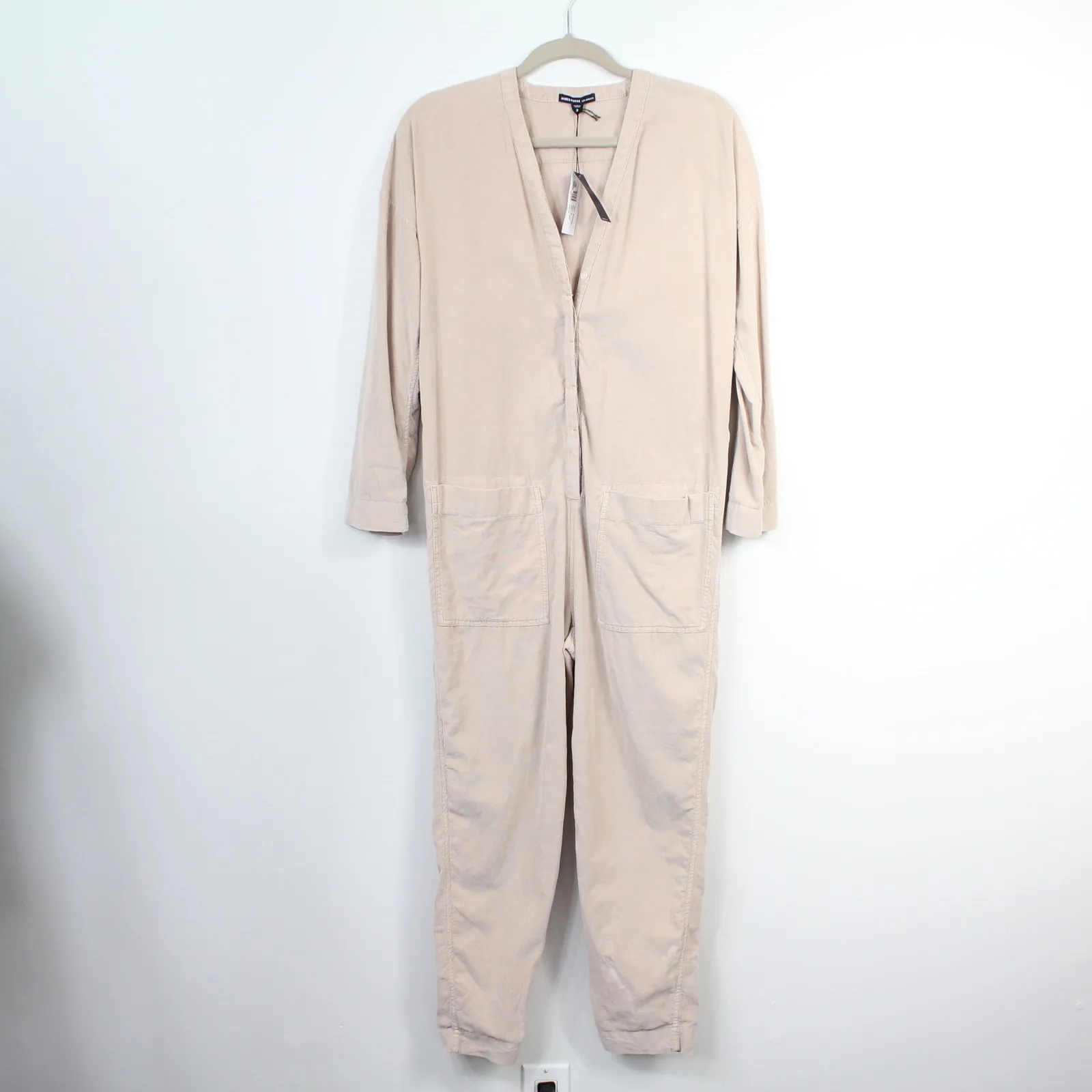 James Perse Ultra Fine Corduroy Jumper Jumpsuit Beige Neutral Nude Tan Size 0 - Image 5