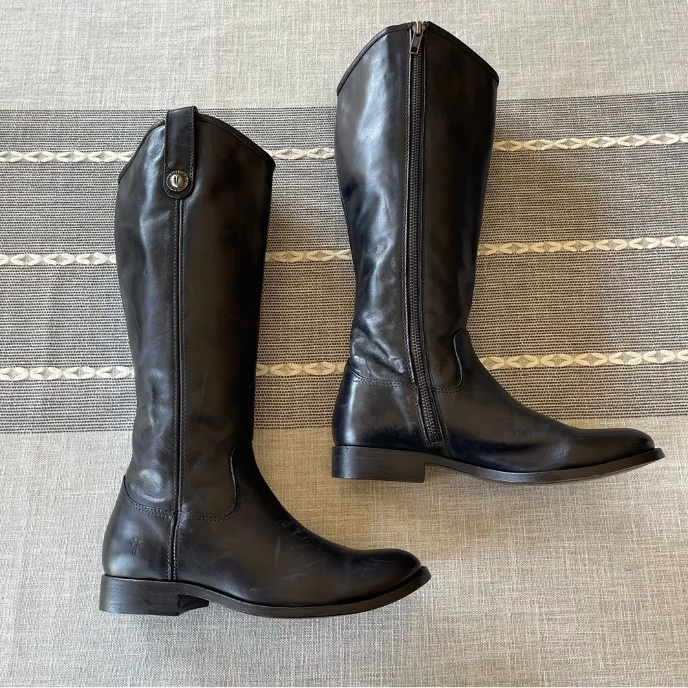 Frye Melissa Button Inside Zip Boots Black Riding Boots Women’s Size 6 - Image 8
