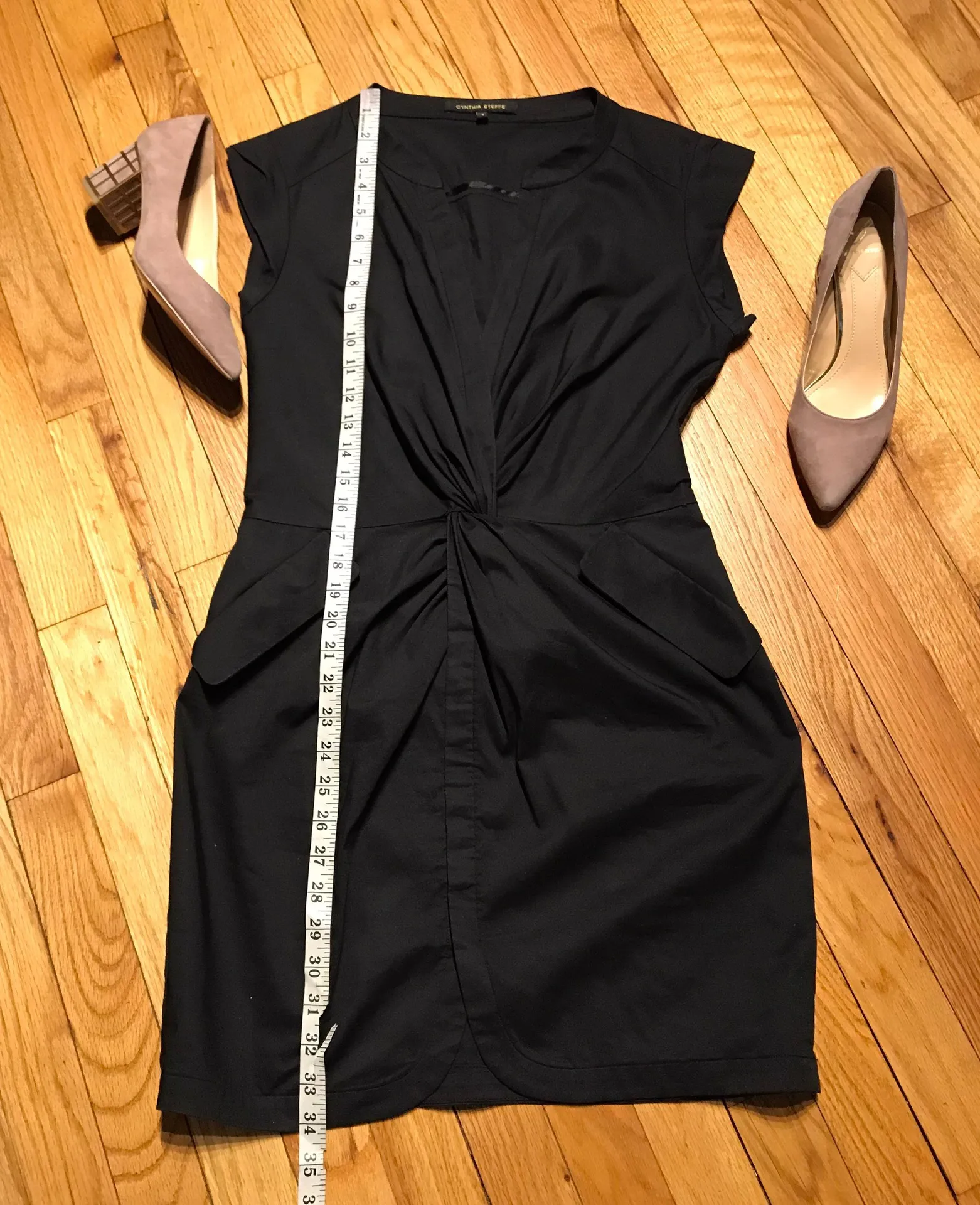 Knot Twist Bodice Shift Sheath Little Black Dress  - Image 4